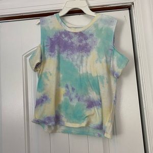 open shoulder tie dye top
